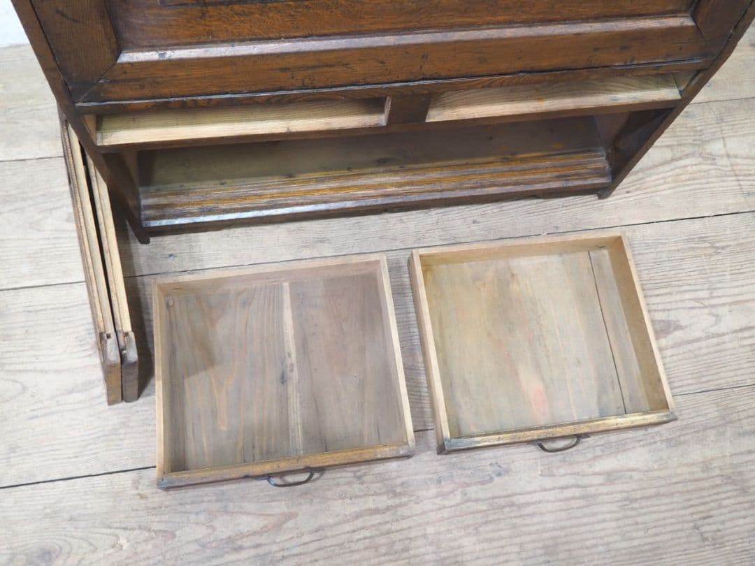 1132 アンティーク　ライティングデスク　帳場机　テーブル　収納棚　レトロ