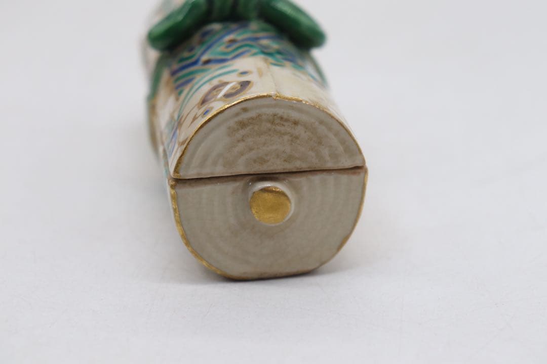 京焼の名工 野々村仁清 清右衛門 作　金彩色絵 宝尽図 巻物形 香炉0508