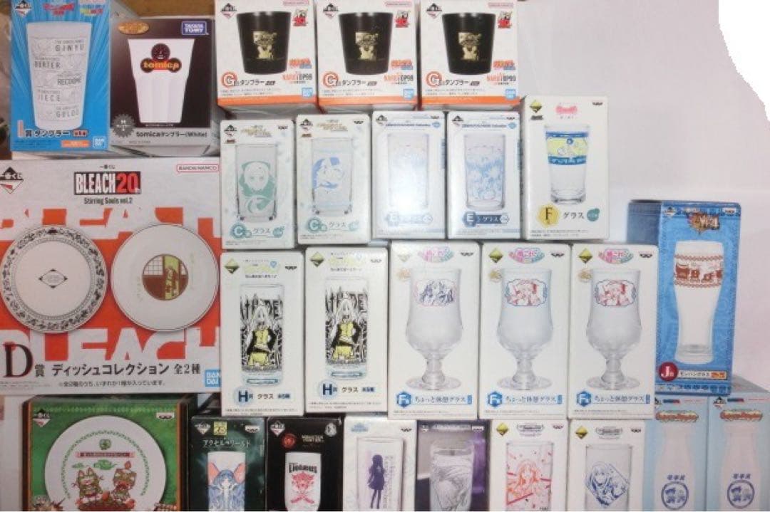 アニメゲームキャラクターグッズ100点ハンドタオル グラス皿下位賞くじまとめうり