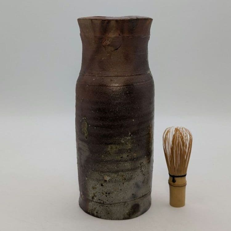 岡山県重要無形文化財 藤原建 備前焼 花入 共箱共布 花器 花瓶 フラワーベース