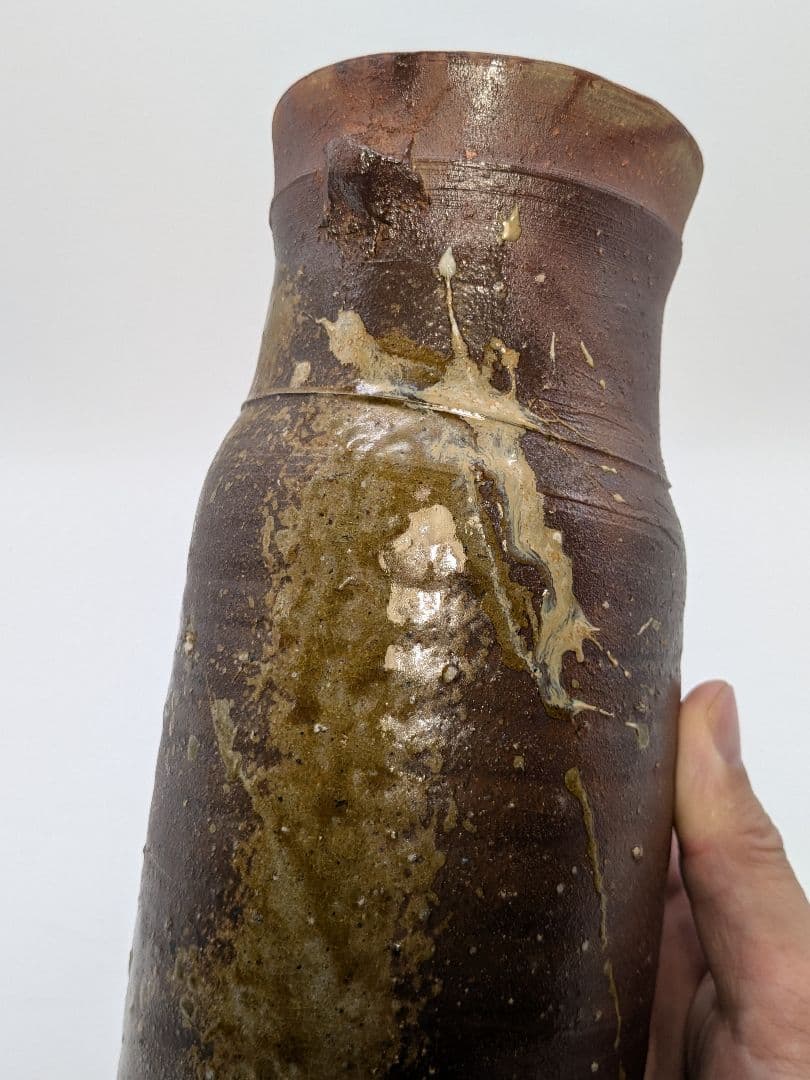 岡山県重要無形文化財 藤原建 備前焼 花入 共箱共布 花器 花瓶 フラワーベース