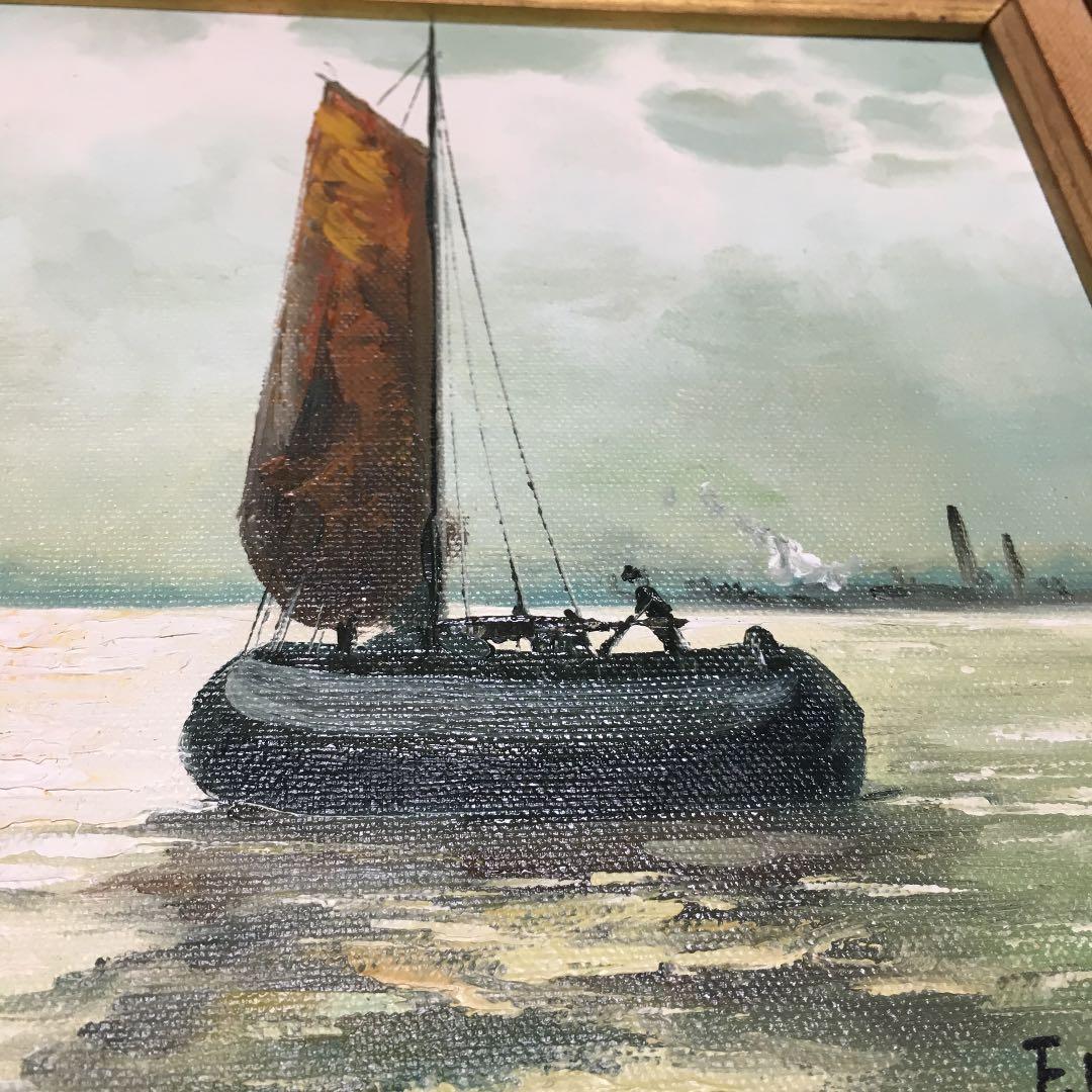 1089 絵画 油絵 F. Nicolas 帆船