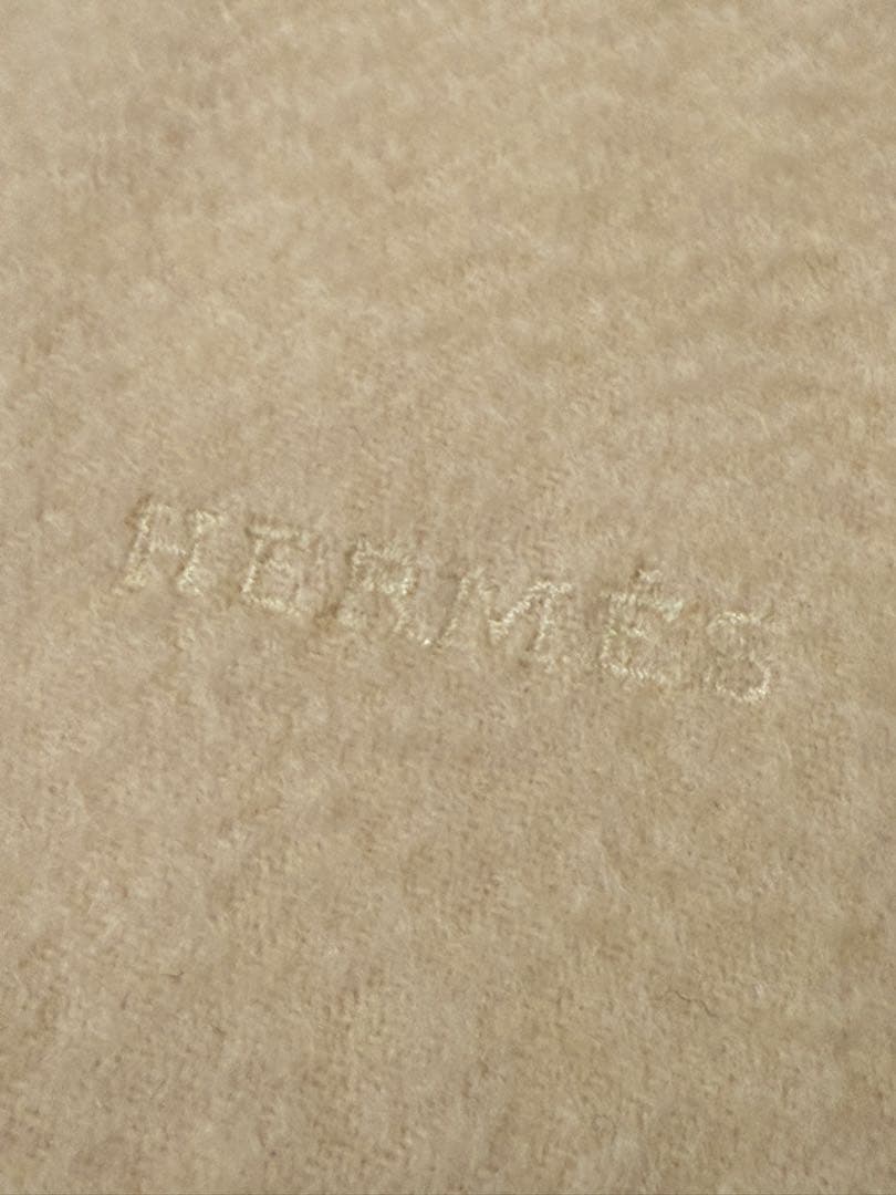 HERMES 100%カシミヤ マフラー アイボリー