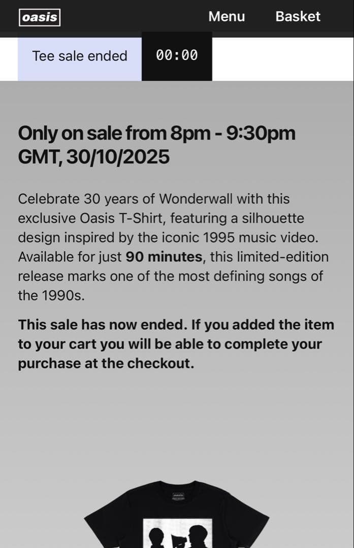 2XL oasis Wonderwall 90分間限定 Tシャツ オアシス