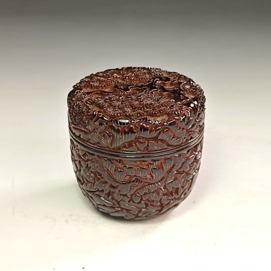 ウ208 棗『三野原晃一作』『村上堆朱　　棗　共箱』茶道具　茶器　茶入