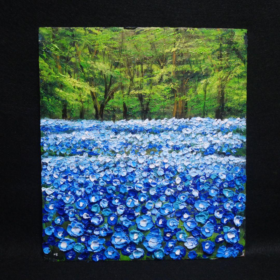 油絵 油彩 油彩画 絵 絵画 【青い花の森の中】