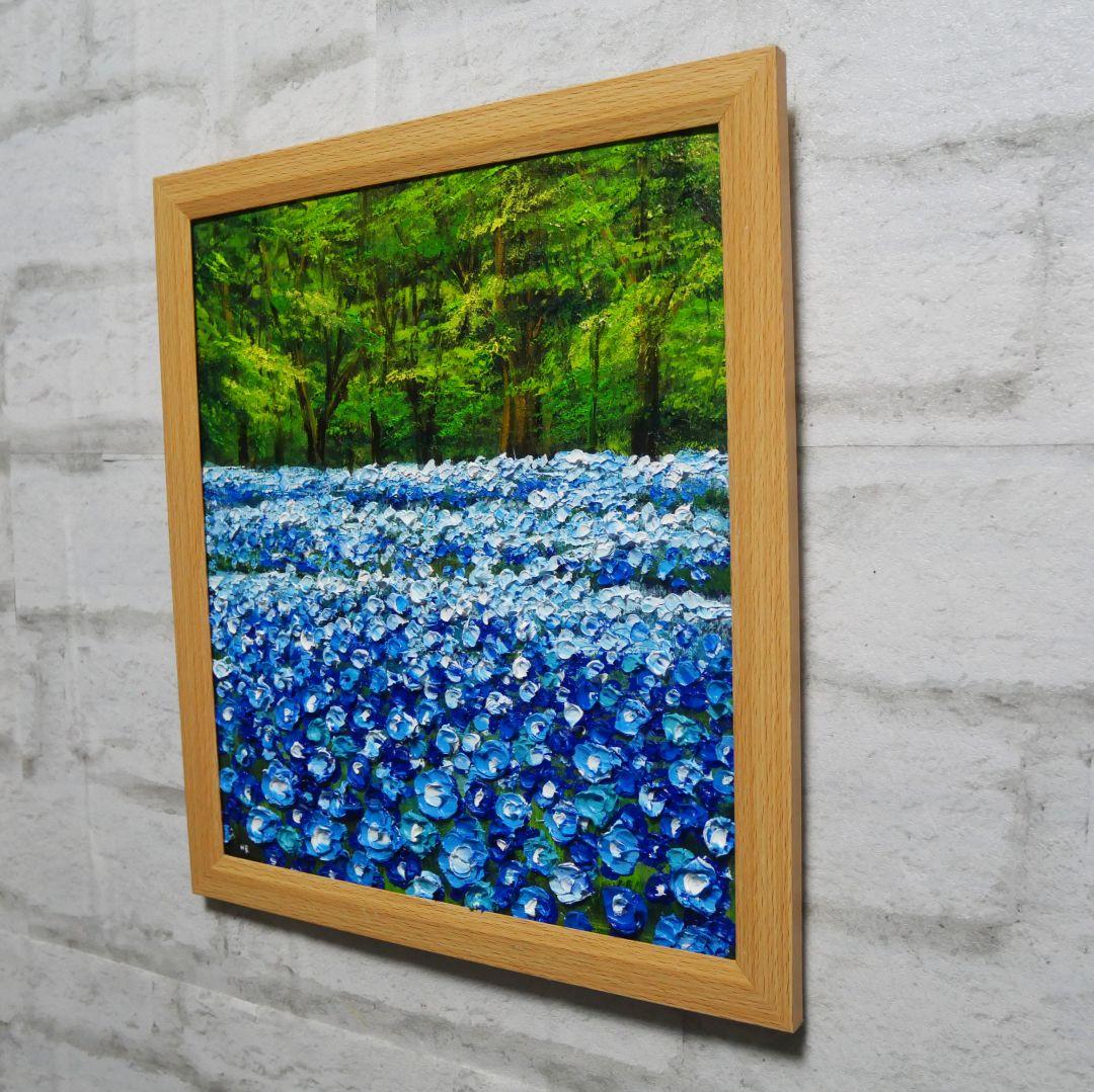 油絵 油彩 油彩画 絵 絵画 【青い花の森の中】