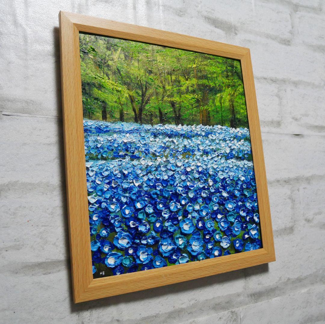 油絵 油彩 油彩画 絵 絵画 【青い花の森の中】