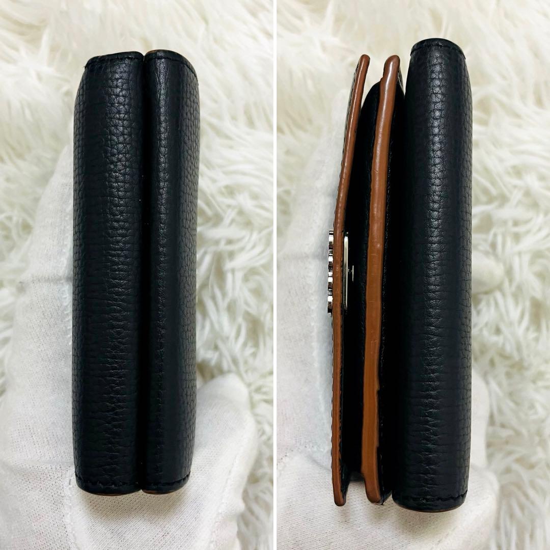 極美✨ロエベ 三つ折り財布 トライフォールド アナグラム レザー ブラック