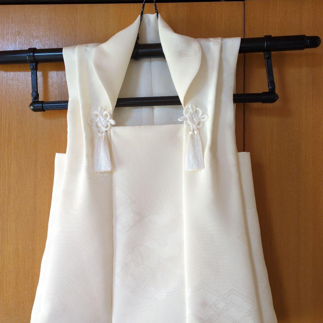 七五三３歳正絹柄入り縮緬新品の被布（中綿無し）オフホワイト