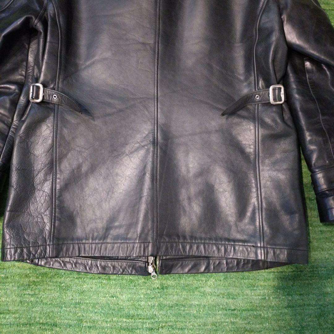 【日本製】ハロルズギア　レザーカーコート　シングル　牛革　肉厚　一点物