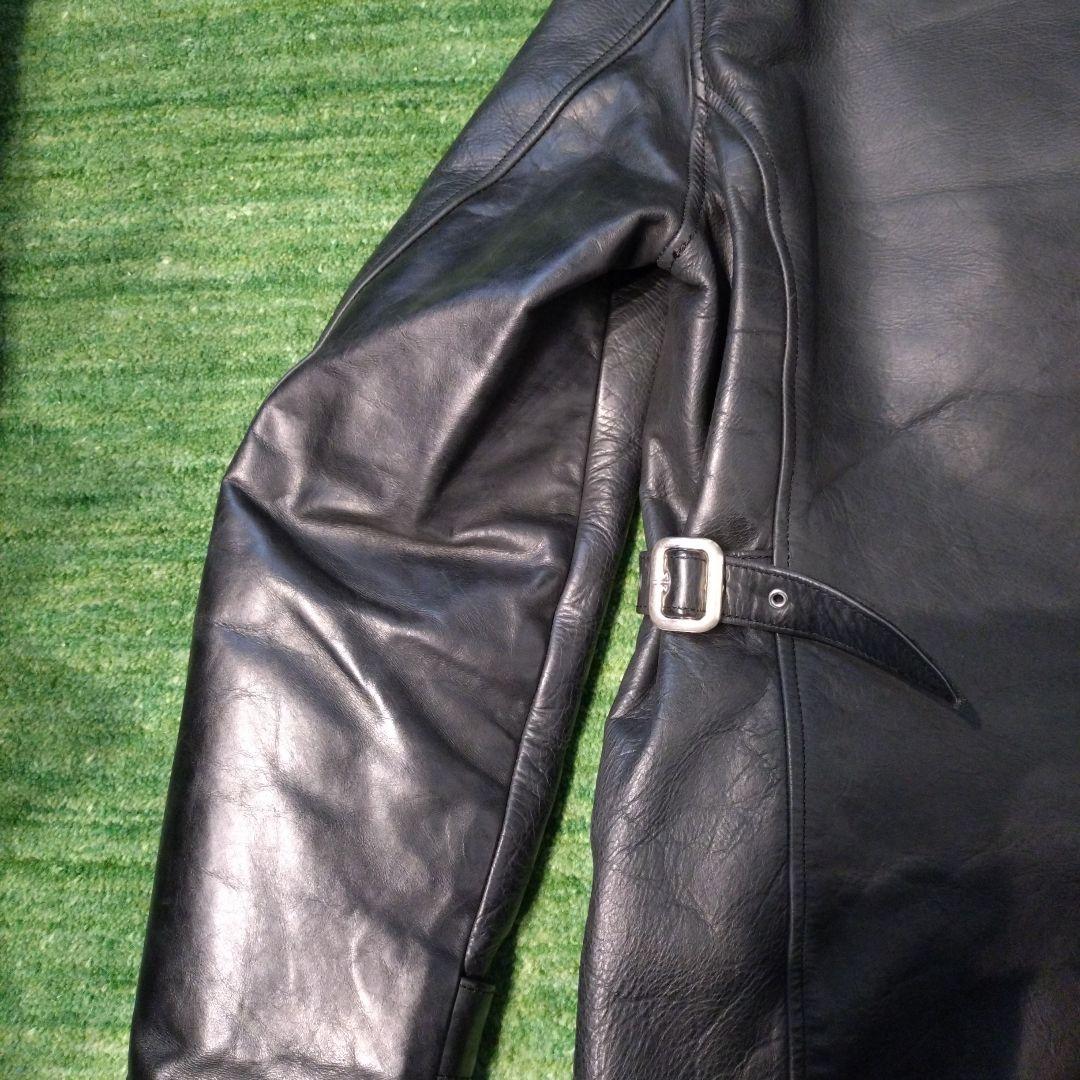 【日本製】ハロルズギア　レザーカーコート　シングル　牛革　肉厚　一点物