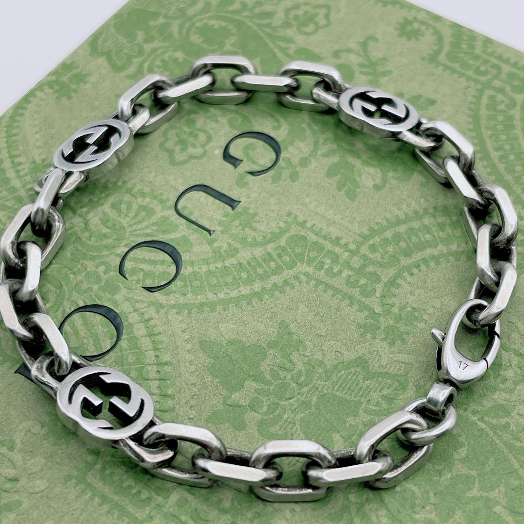 GUCCI　インターロッキング　ブレスレット　17号　シルバー チェーン