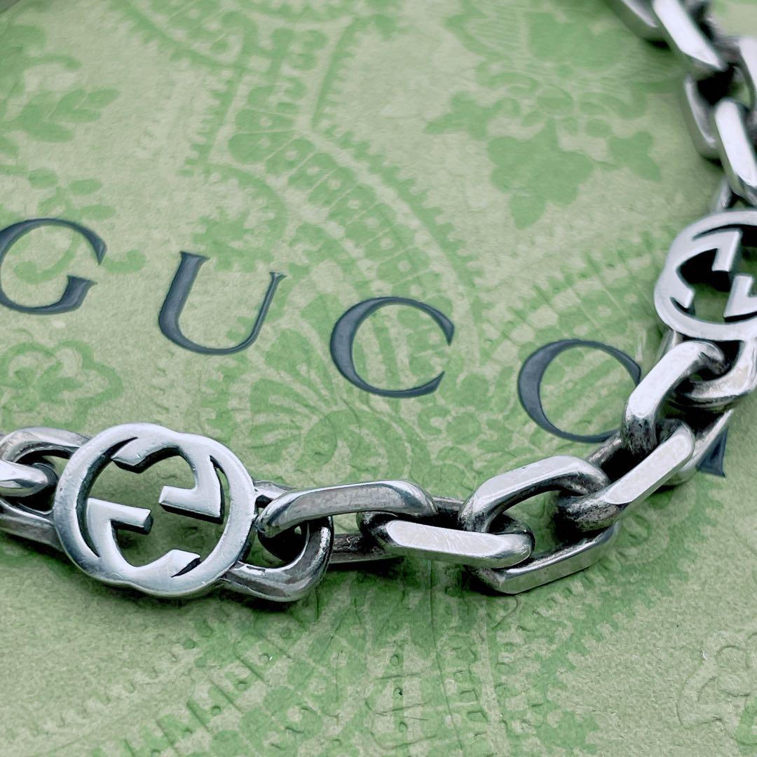 GUCCI　インターロッキング　ブレスレット　17号　シルバー チェーン