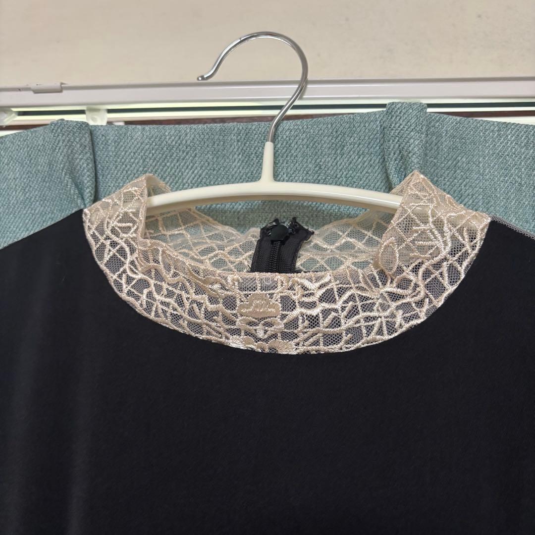 美品✨etoll バック刺繍フレアドレス　パーティー　オケージョン　結婚式　M