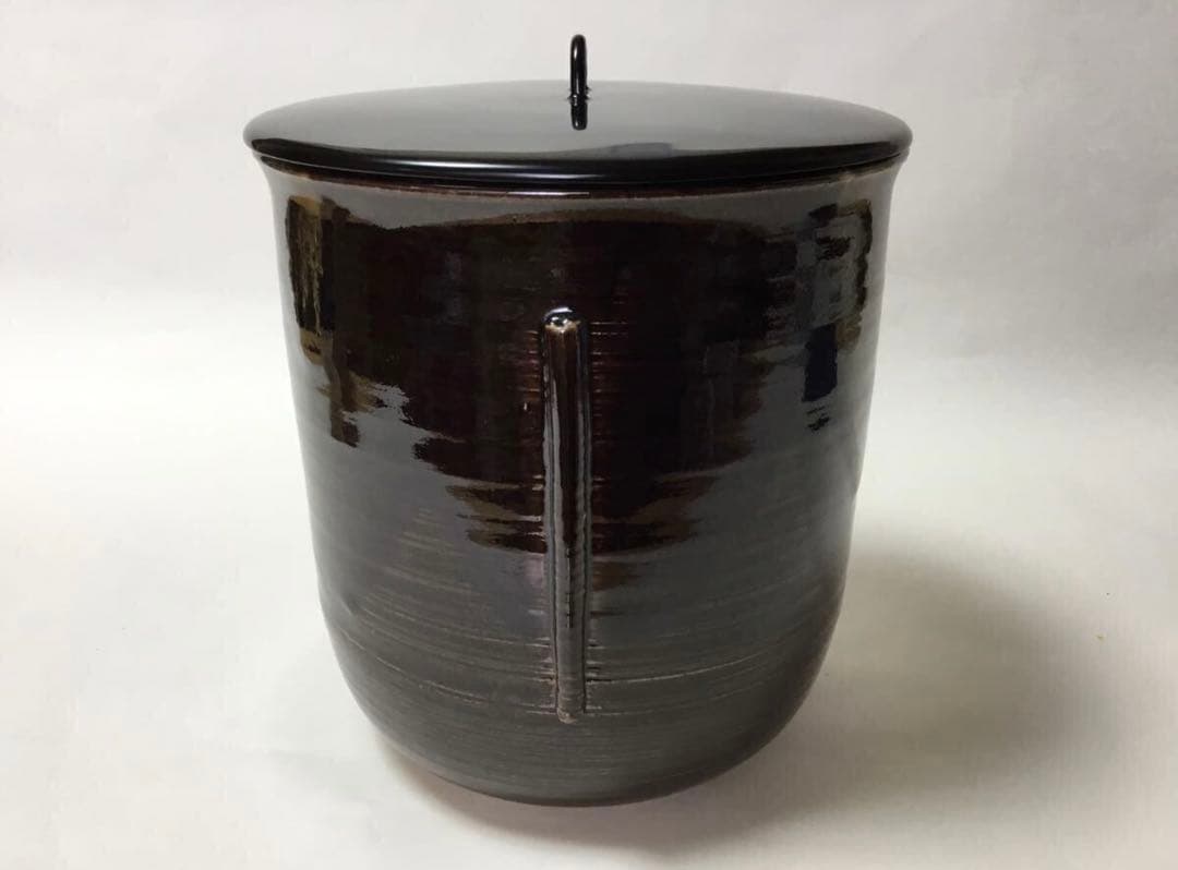 茶道具 古物品 水指 高取 丸 翠峰 木箱入