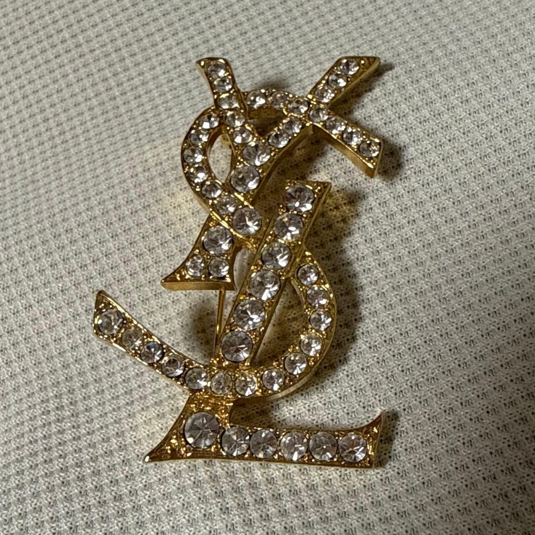 YSL ブローチ ラインストーン イブサンローラン