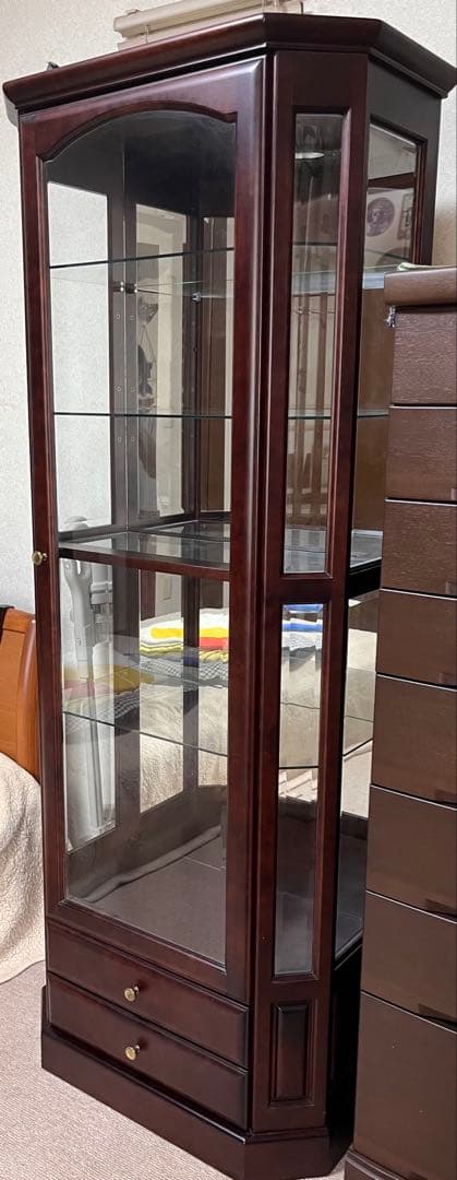 三陽家具工業 アコードM72 ガラスキャビネット 照明付　飾り棚　ミラー付