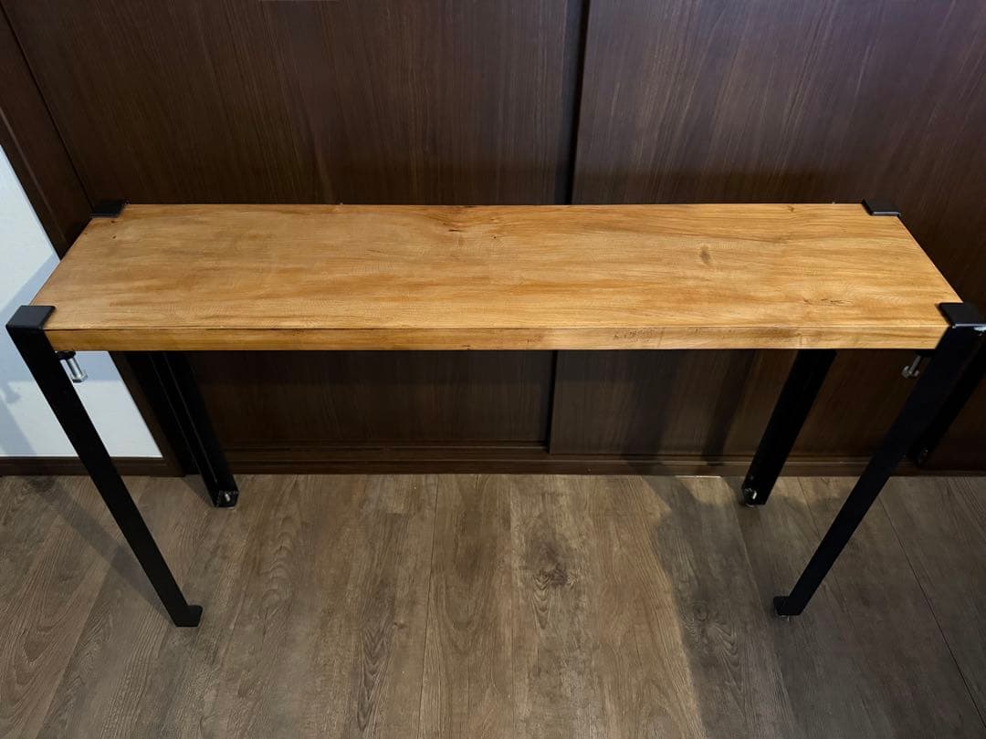 アイアン脚ウッドサイドテーブル　無垢材