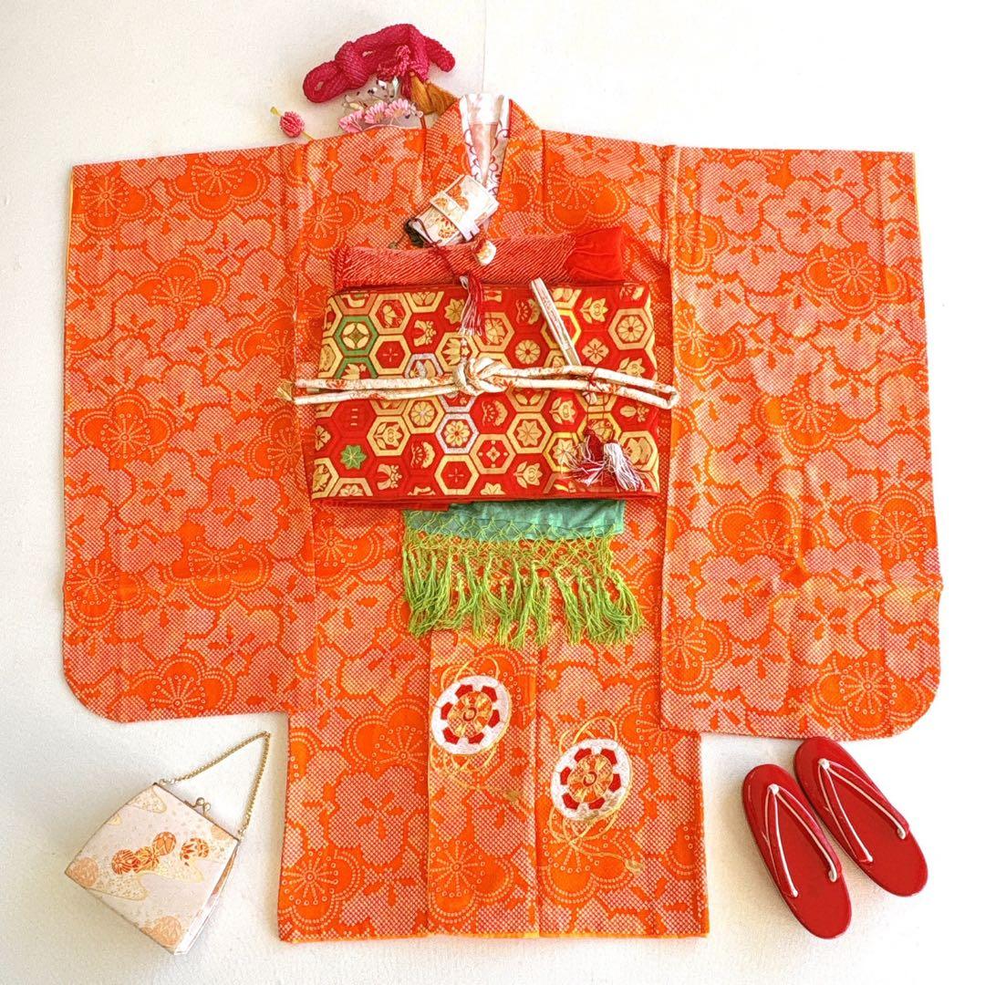 七五三セット　7歳女の子　化繊　総しぼり柄　豪華刺繍　52337