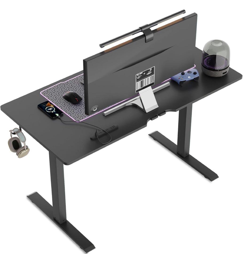128.電動昇降デスク ゲーミングデスク 電動　120×60 勉強机 ブラック