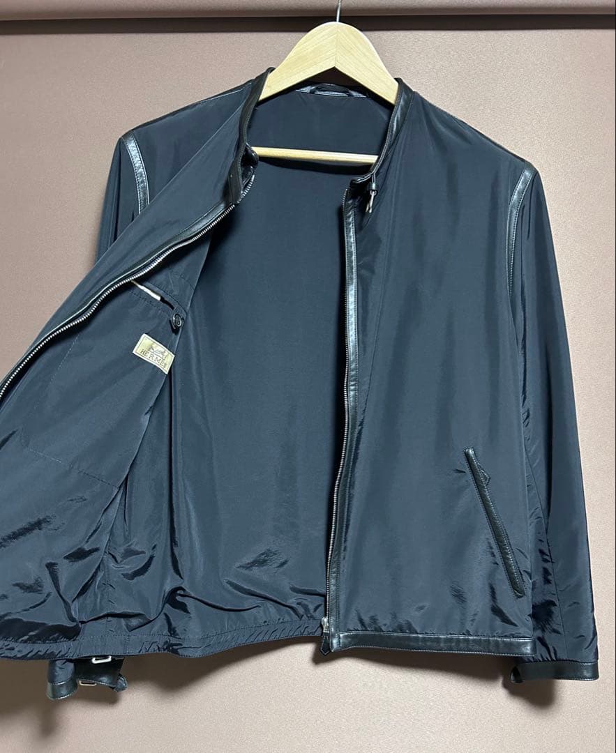 HERMES エルメス ナイロンレザーライダースブルゾン 正規品 高級 上品