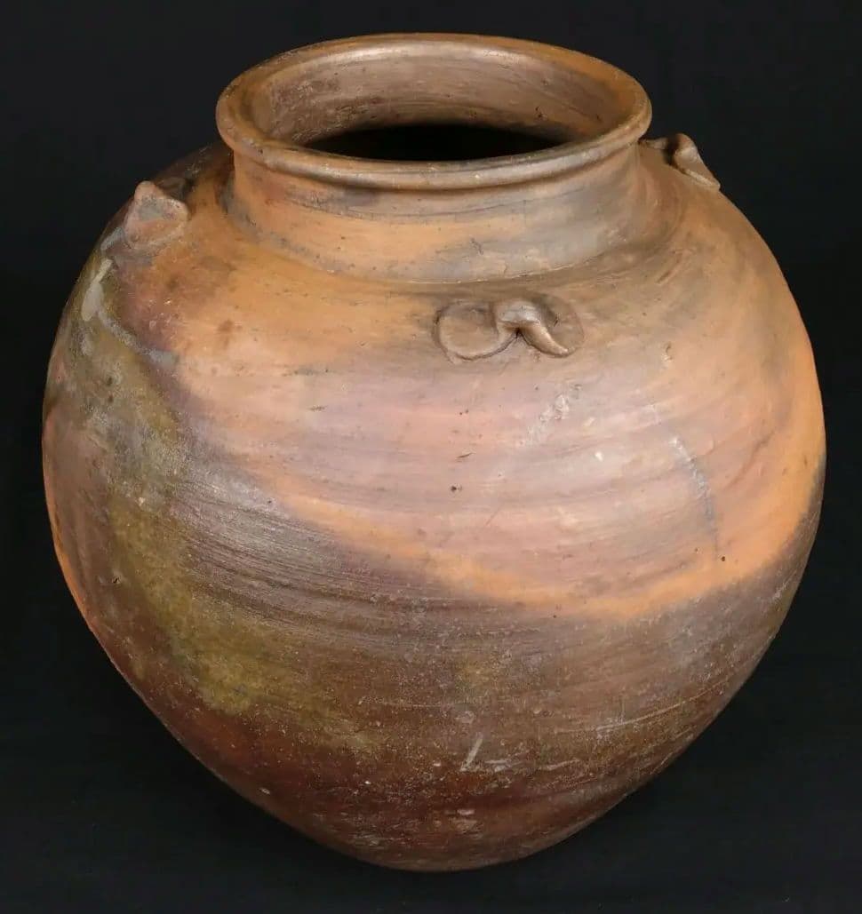 抜群 備前焼 古備前 窯変 四耳葉茶壺 桃山時代 骨董 古美術 茶道具 逸品