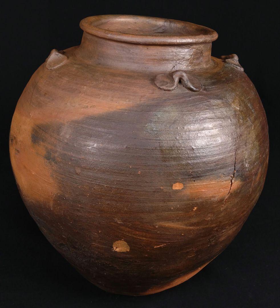 抜群 備前焼 古備前 窯変 四耳葉茶壺 桃山時代 骨董 古美術 茶道具 逸品