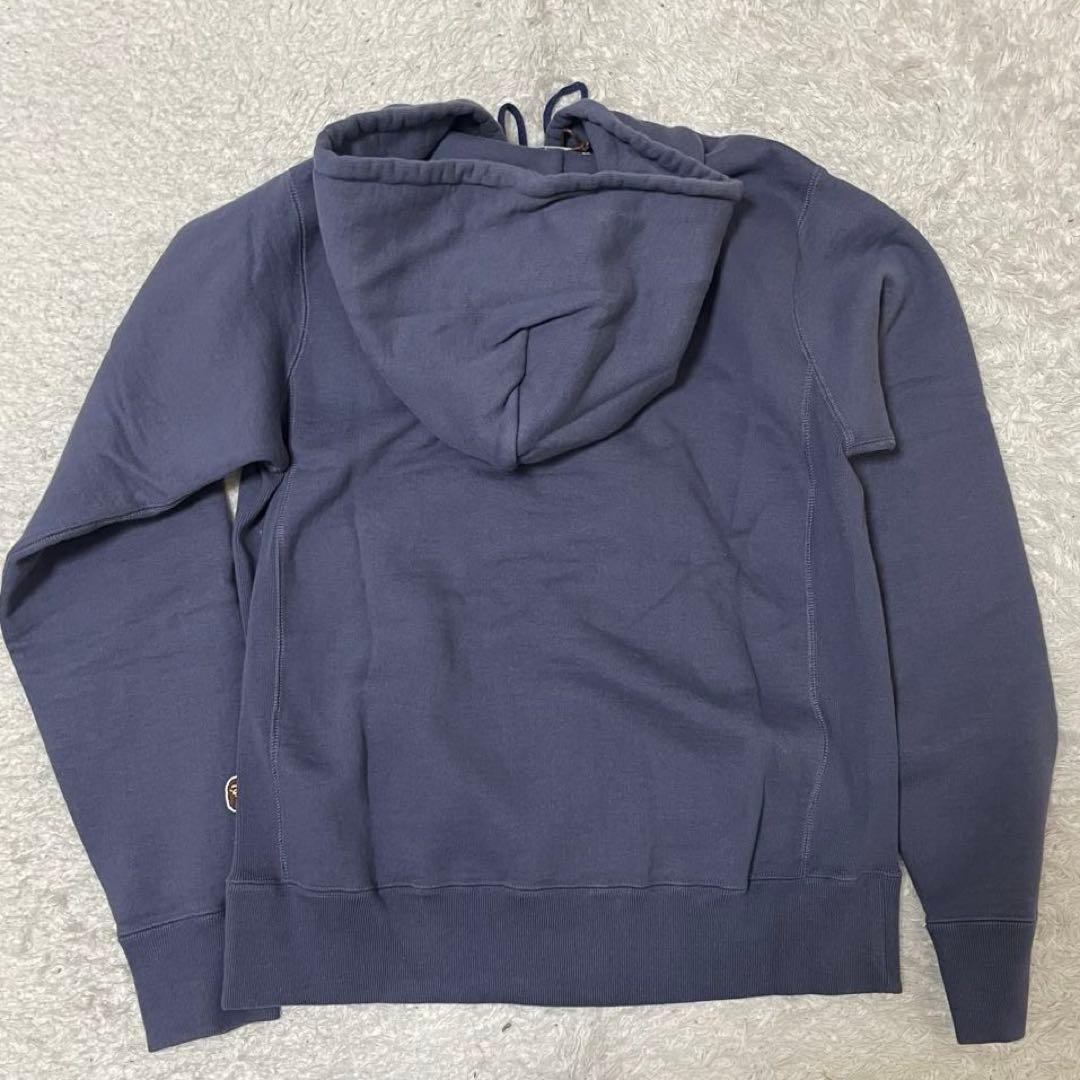 新品 アベイシングエイプ・長袖ジップアップパーカー　M くすみカラー ネイビー系