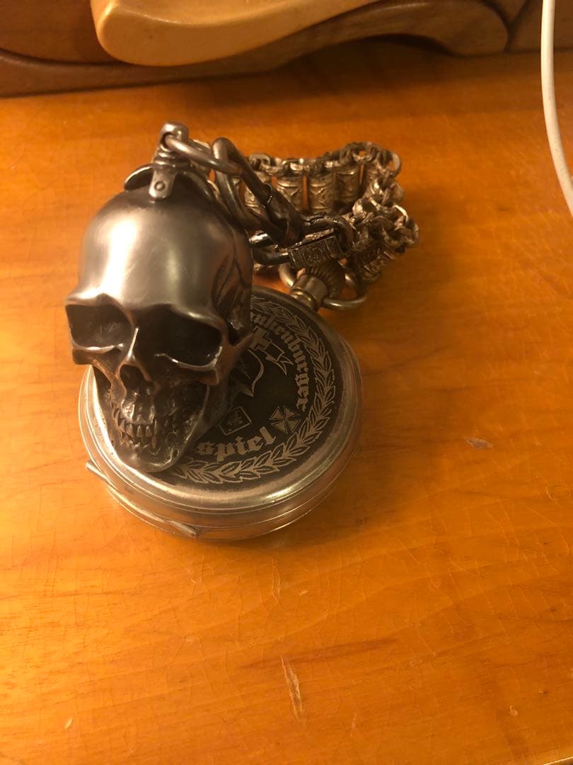 ビンテージ　スカル　髑髏　骸骨　インダストリアル　ドイツ　懐中時計　アンティーク