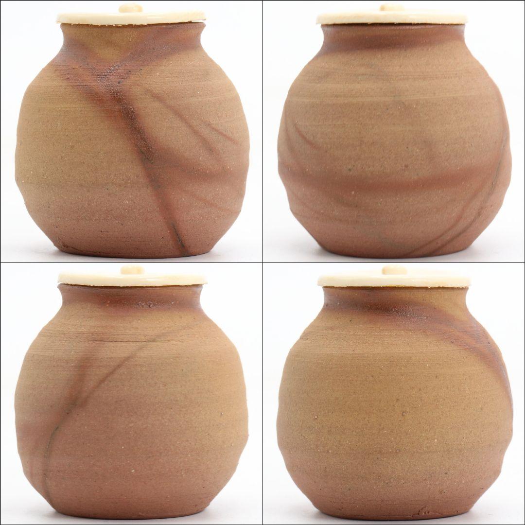 藤沢焼 粉香木窯 茶入 共箱 仕覆付　C804　N1