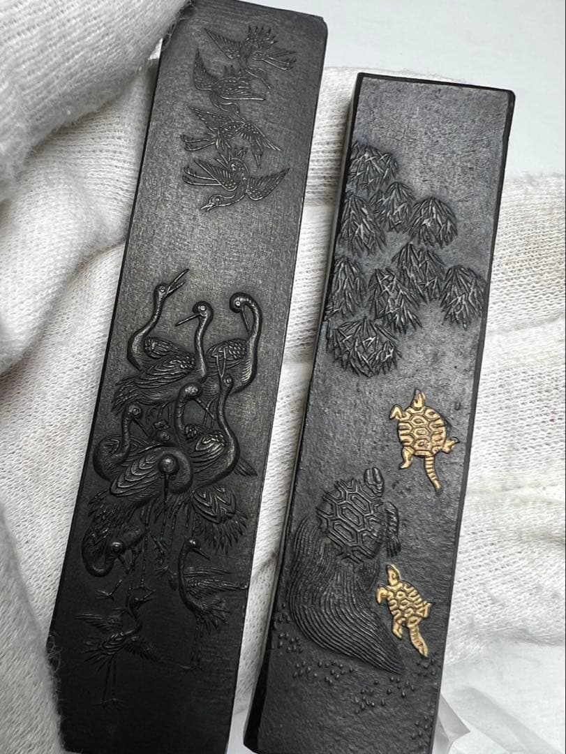 老舗稀少極上松煙鶴18g亀13g 未使用鑑賞銘墨超得で！