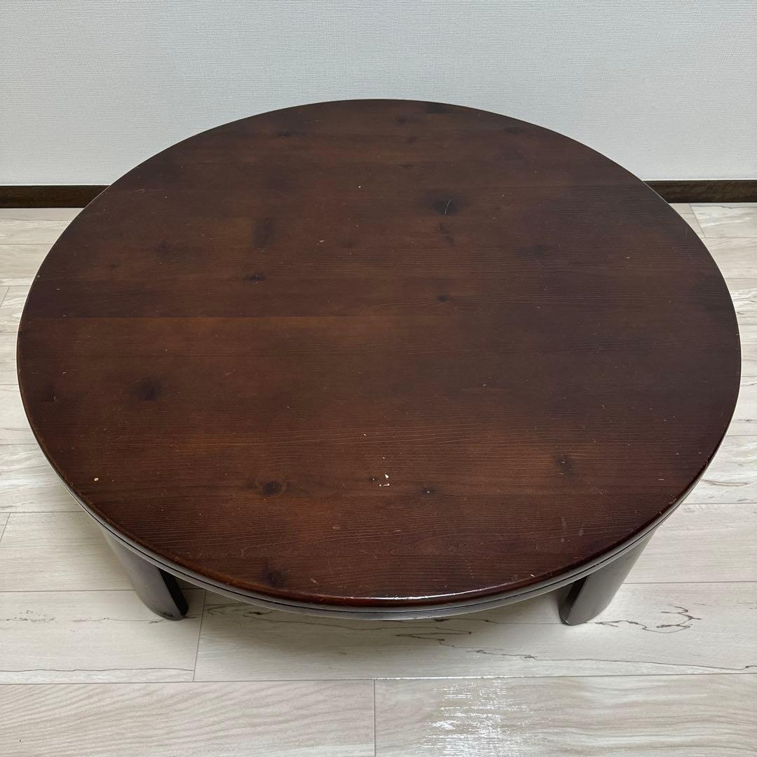 昭和レトロ　ちゃぶ台　テーブル　丸　折り畳み　大きめ　茶色