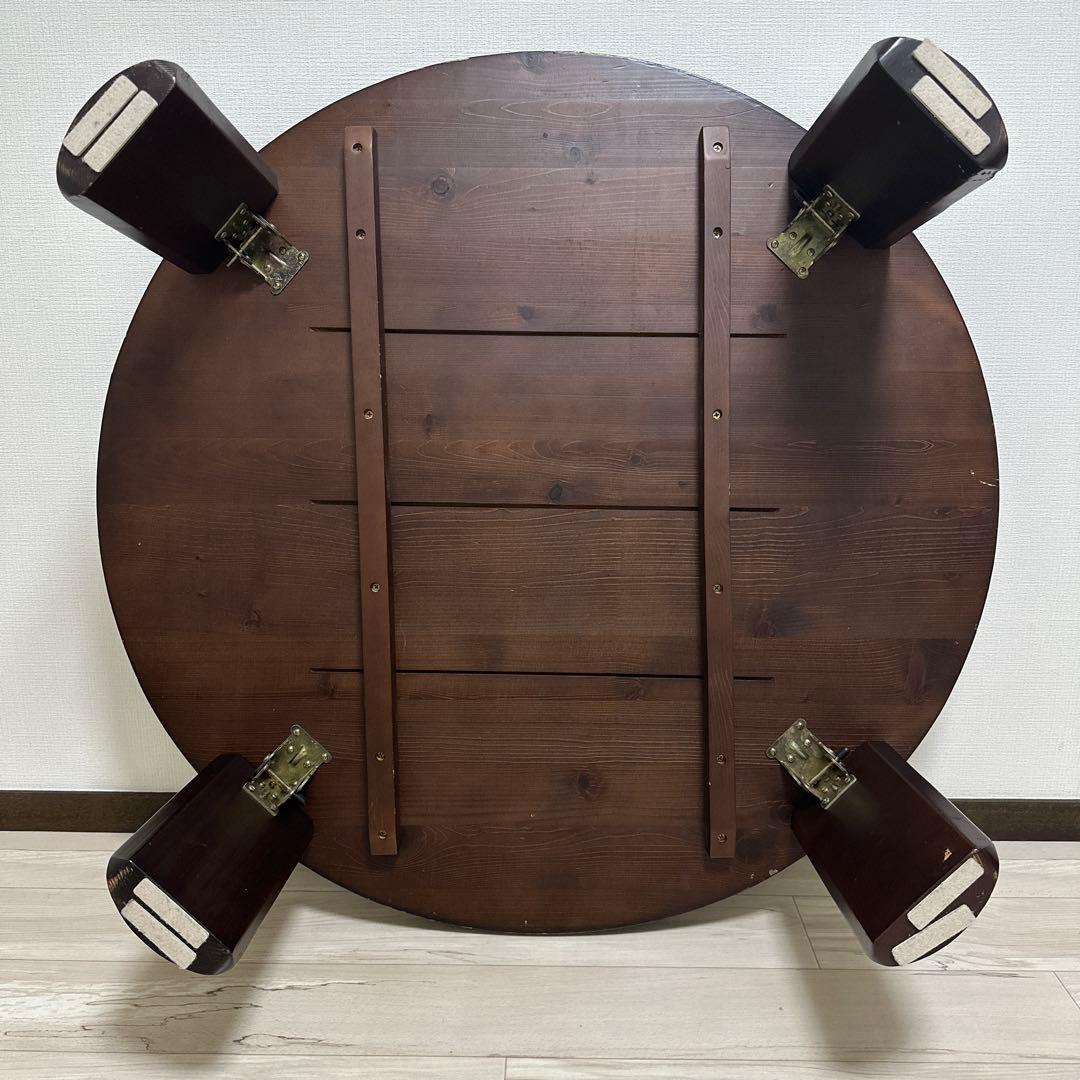 昭和レトロ　ちゃぶ台　テーブル　丸　折り畳み　大きめ　茶色