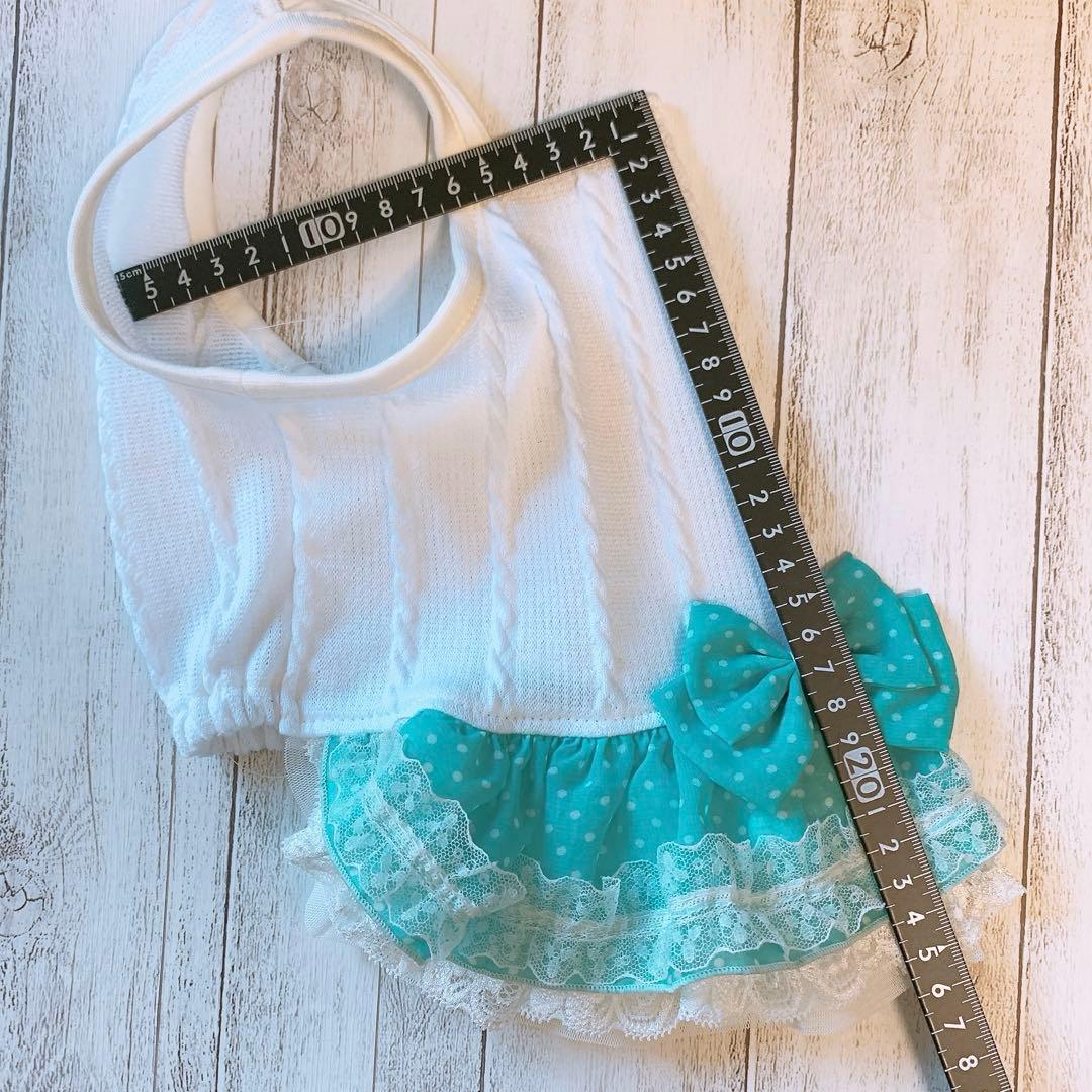 687→姫キャミワンピ/ブルーグリーン/MSサイズ/犬服/ハンドメイド犬服