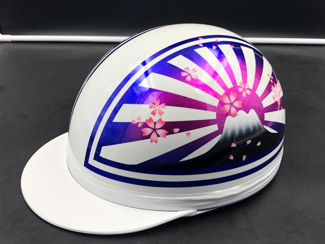 コルク半　カスタム　富士日章　三つボタン　ホワイトピンクブルー　ラメ　桜