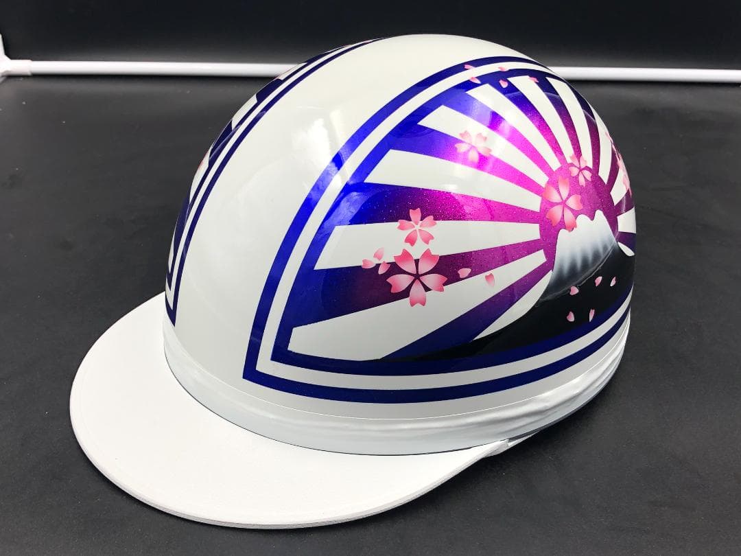 コルク半　カスタム　富士日章　三つボタン　ホワイトピンクブルー　ラメ　桜