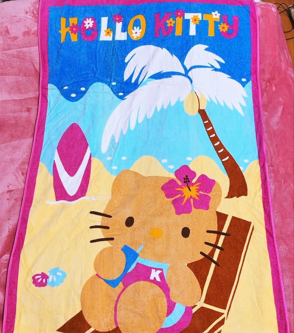 希少レア　ハローキティ　日焼けキティ　ビーチ　タオル　2002 サンリオ　レトロ