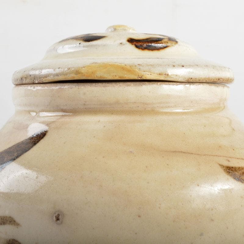 中国　宋　磁州窯　鉄絵　草文　蓋壷　時代箱付　M　R4797