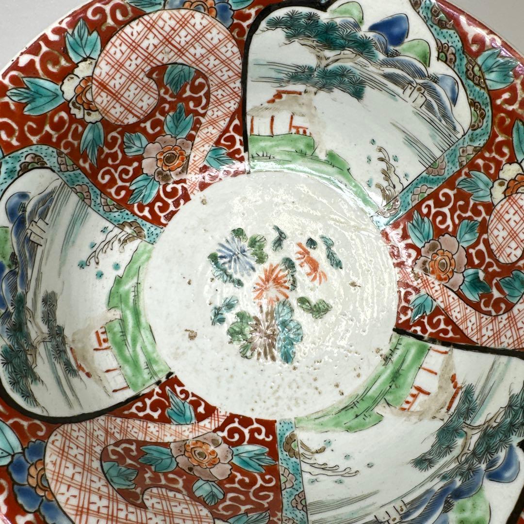 古伊万里　赤絵大鉢　２客　幅約22.8㎝　タサチ　東さ7-0420④