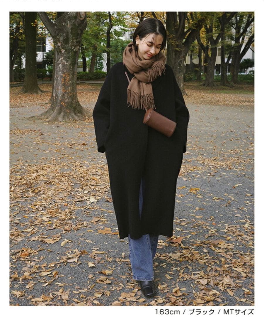 新品未使用 evernavy リバー ロング コクーン ウールコート M