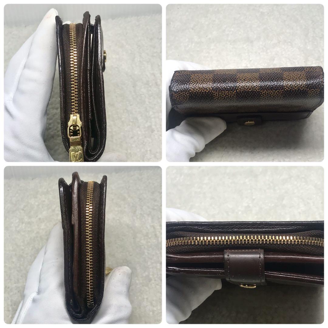 ルイヴィトン　ダミエコンパクトジップ　二つ折りラウンドファスナー　ブラウン