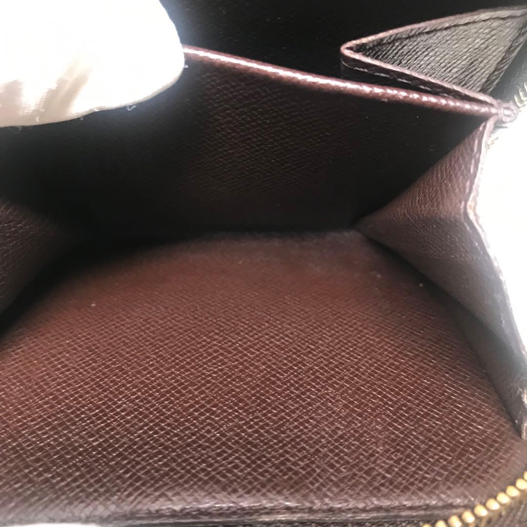 ルイヴィトン　ダミエコンパクトジップ　二つ折りラウンドファスナー　ブラウン