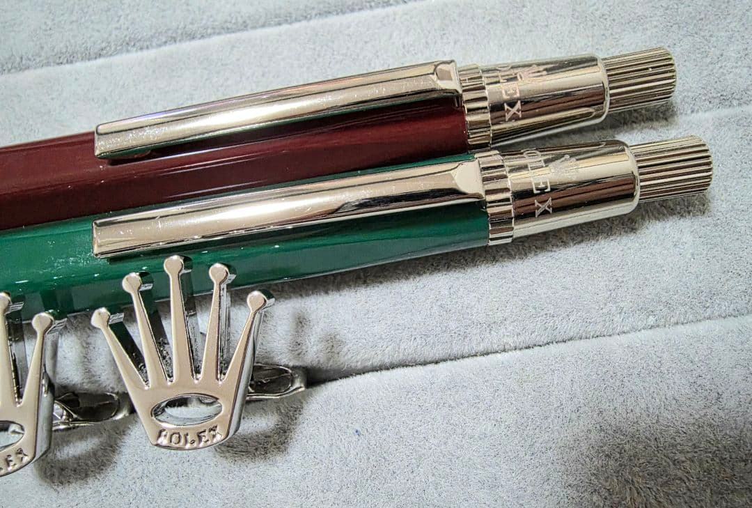 ロレックス　ボールペン2本・カフスセット　グリーン・レッド　新品