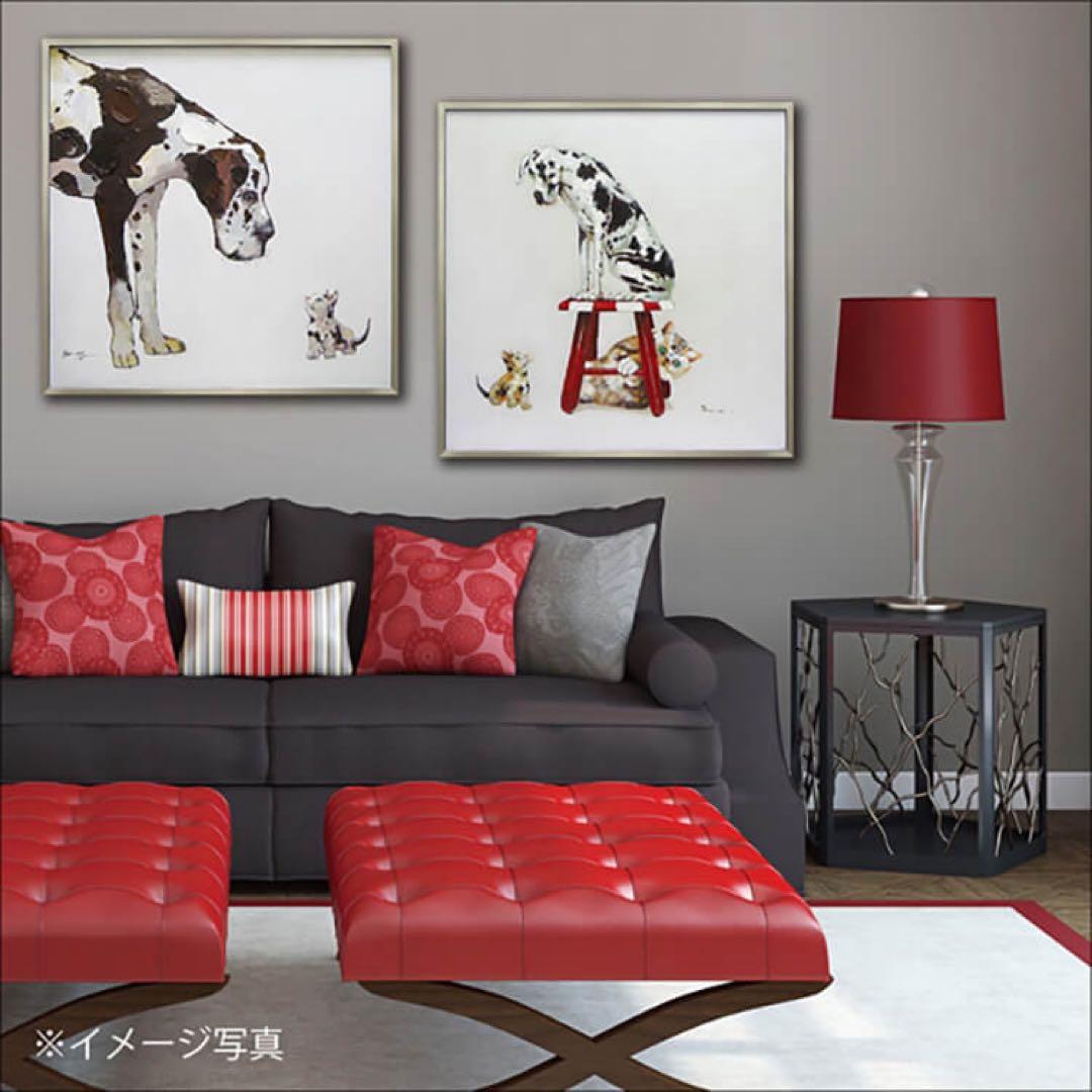 犬と猫　絵画 オイルペイントアート ベストフレンド (L) 油絵　犬と猫