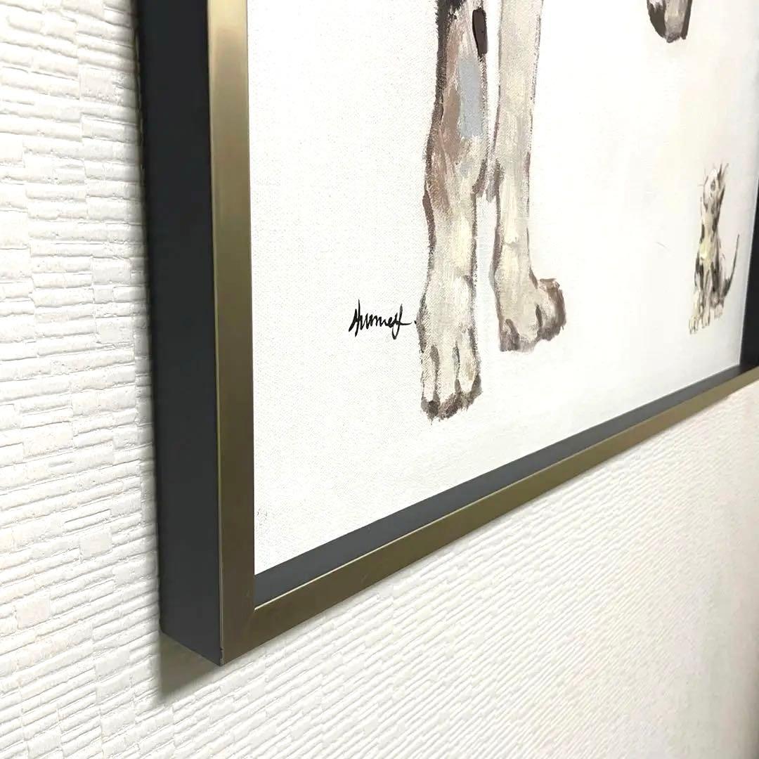 犬と猫　絵画 オイルペイントアート ベストフレンド (L) 油絵　犬と猫