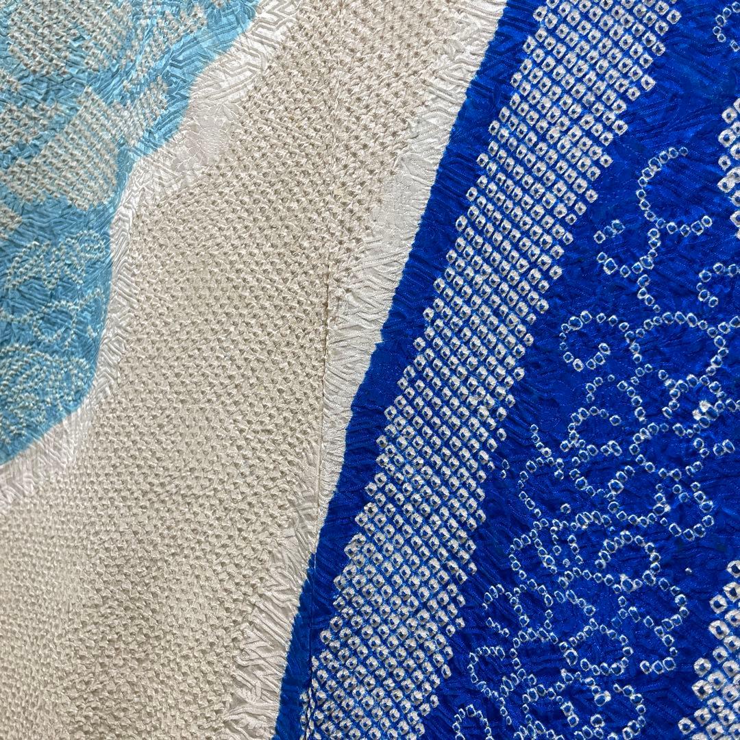 22141 【即購入OK】振袖　総絞りブルー系　呉服店誂え　セット可能【即発送】