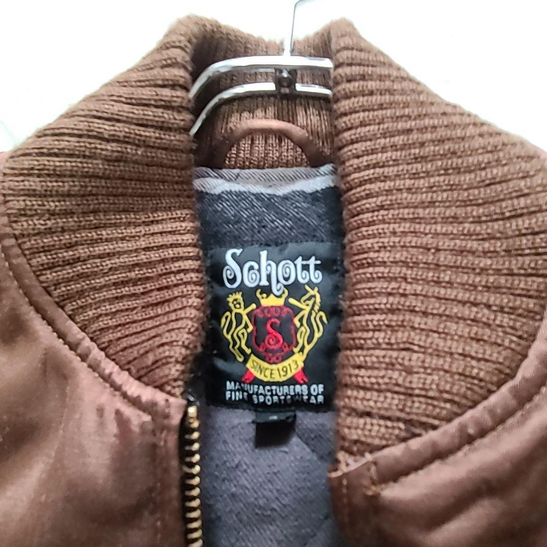 schott nyc 完売スタジャン デカワッペン ブラウン 美品 S