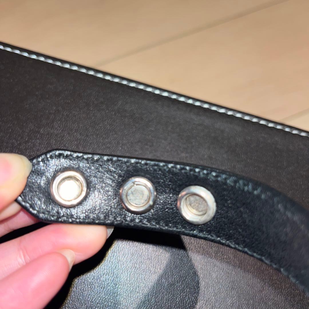 クロムハーツ 黒 レザー バングル シェルモチーフ