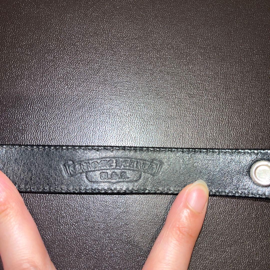 クロムハーツ 黒 レザー バングル シェルモチーフ